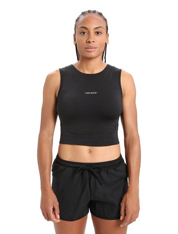 Koszulki Icebreaker ZoneKnit™ Merino Cropped Bra-Tank Damskie Czarne | PL 1373XYUF